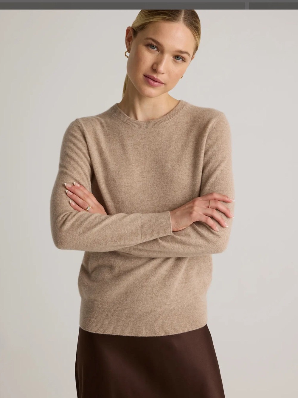 Quince Beige Crewneck Sweater